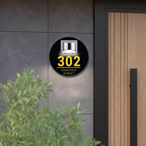 Miniatura 5 de Letrero de dirección solar personalizado, números de casa iluminados para exteriores, números de casa personalizados y señal de dirección, números
