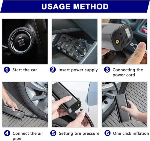 Miniatura 7 de 4 almohadillas de elevación para Tesla Model 3/Y/S/X con kit de reparación de neumáticos y bomba de inflado digital de neumáticos, compresor
