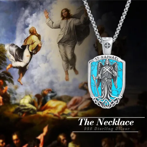 Miniatura 153 de Collar con colgante de plata de ley 925 con medalla de San Patrón, joyería religiosa para hombres y mujeres, con cadena de acero inoxidable 316L