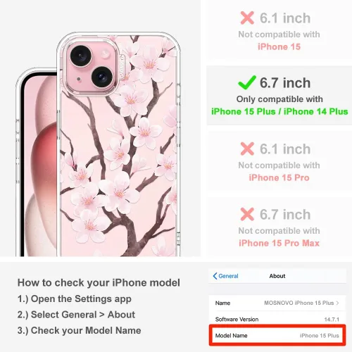 Miniatura 2 de MOSNOVO Funda para iPhone 15 Plus/iPhone 14 Plus, [Protección contra caídas de grado militar Buffertech de 6.6 pies]