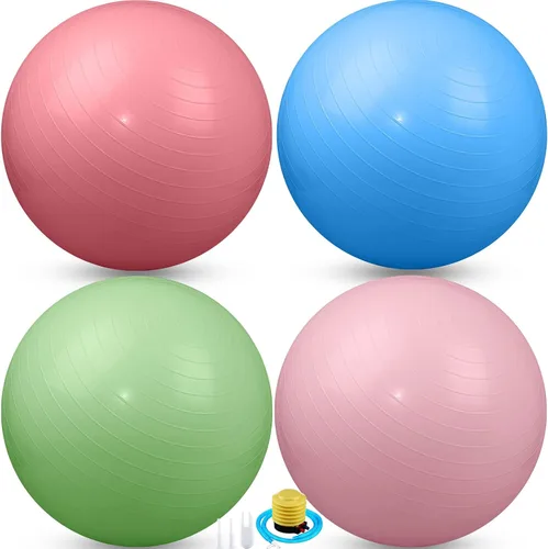 Miniatura 20 de Leyndo 4 pelotas de ejercicio de yoga de 26 pulgadas, para pilates, embarazo, parto, fitness, con bomba rápida, antiestallido, para mejorar