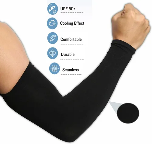 Miniatura 4 de CMCOOPLX 2 pares de mangas de brazo para hombres, mujeres y jóvenes, protección solar UV, cubierta de tatuaje, refrescante, compresión 2 pares