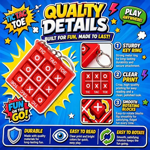 Miniatura 3 de Hicarer 16 llaveros de fiesta de Tic Tac Toe para fiesta de cumpleaños a granel, regalos de fin de año para estudiantes, niños de 8 a 12 años