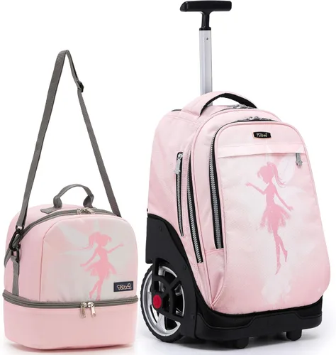 Miniatura 97 de NEW TILAMI Mochila con ruedas de 19 pulgadas con bolsa de almuerzo para niñas y niños, mochila para laptop con ruedas, bolsa de mano duradera