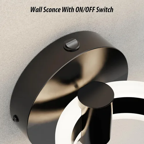 Miniatura 2 de Apliques de pared LED con interruptor de encendido/apagado, luminarias de pared giratorias cableadas de color negro mate, puerto de carga USB
