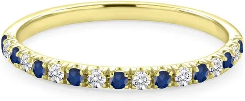 Blue Sapphire & White Diamond Half Eternity Wedding Band For Women, 14k Gold Finish Sapphire Wedding Band, Ladies Alternate Diamond Ring
