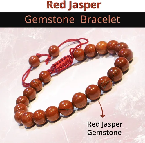 Miniatura 225 de Adjustable Crystal Bracelet – Gemstone Bead Bracelet with Adjustable Macrame String – Chic Gemstone Bracelet for Men and Women – 8mm Round Healing