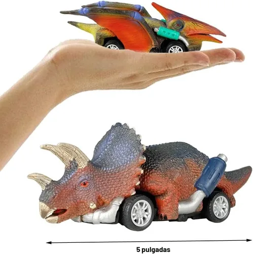 Miniatura 4 de DINOBROS Coches de juguete de dinosaurio, paquete de 6 juguetes de dinosaurio para niños y niñas de 3 años, juguetes para niños de 3, 4, 5 años