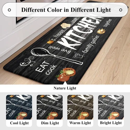 Miniatura 7 de KIMODE Alfombra de Cocina Antifatiga 2 Piezas, Alfombras de Cocina Antideslizantes e Impermeables, Alfombra de Cocina de Estilo Rústico en Gris