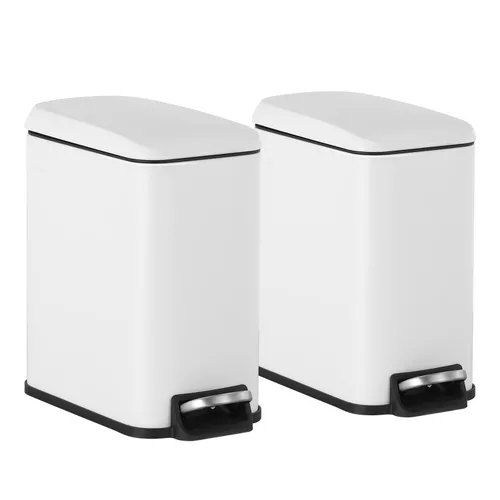 Miniatura 8 de PayLessHere Cubo de basura delgado de 1.3 galones con tapa, pequeño cubo de basura negro de acero inoxidable con cubo interior extraíble