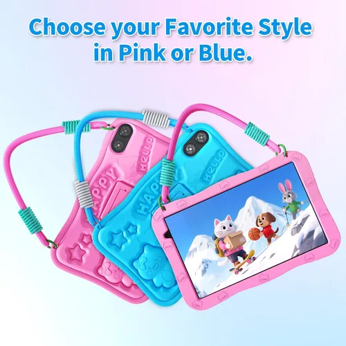 Miniatura 2 de Tablet infantil de 10 pulgadas con funda de cordón, tabletas Android 15 para niños de 3 a 12 años, almohadilla educativa de 32 GB para niños Azul
