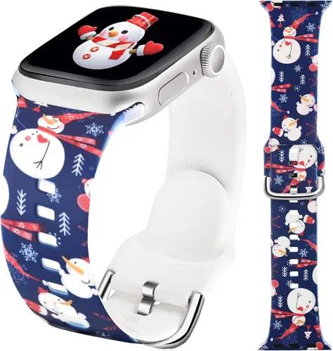 Correas de reloj de regalo de Navidad compatibles con Apple Watch Band de 1.614 in 1.575 in para mujeres y hombres Series 9, 8, 7, correas de
