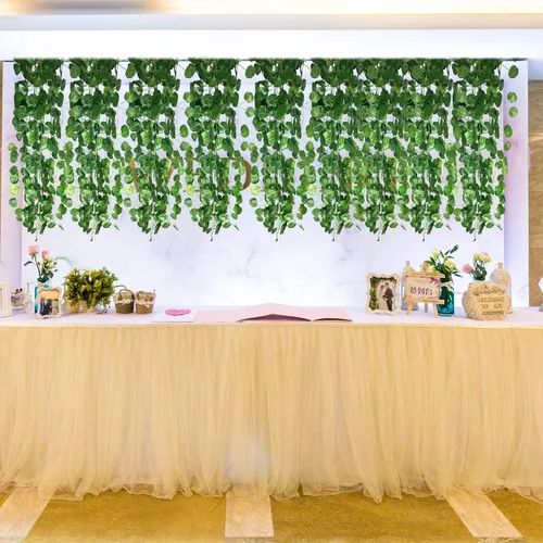 Miniatura 5 de Guirnalda de vides artificiales de 168 pies, plantas colgantes falsas, guirnalda de hojas verdes sintéticas para pared, fiesta, boda, habitación