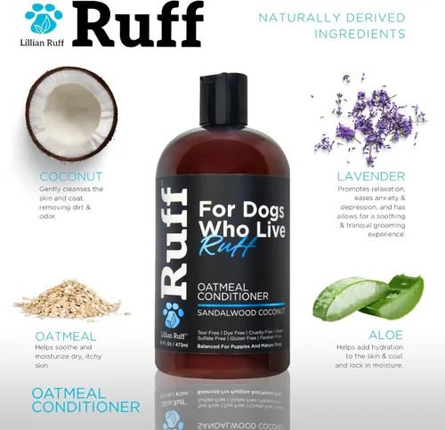 Miniatura 4 de Ruff by Lillian Ruff - Acondicionador de avena de coco y sándalo para perros, hidrata y calma la piel seca con picazón, promueve un pelaje