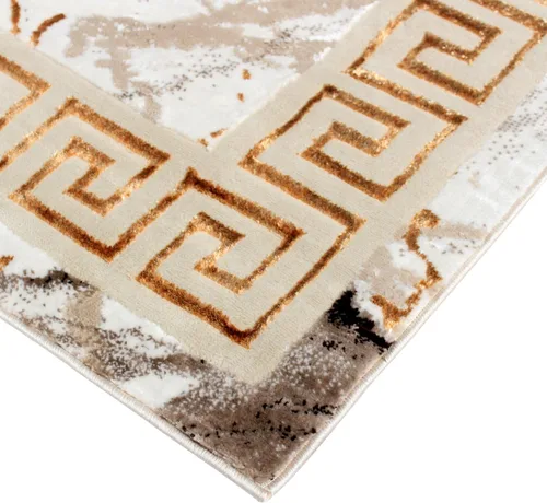 Miniatura 7 de Alfombra abstracta moderna de mármol de 5 x 7 Pila mediana antideslizante y duradera Bordes dorados con respaldo de cuero Mejor alfombra