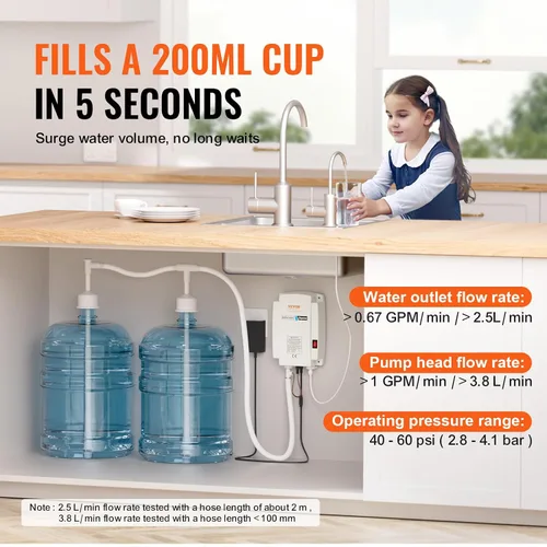 Miniatura 3 de VEVOR Sistema de bomba dispensador de agua embotellada, sistema de dispensación de 2 x 5 galones, dispensador eléctrico automático de agua, bomba