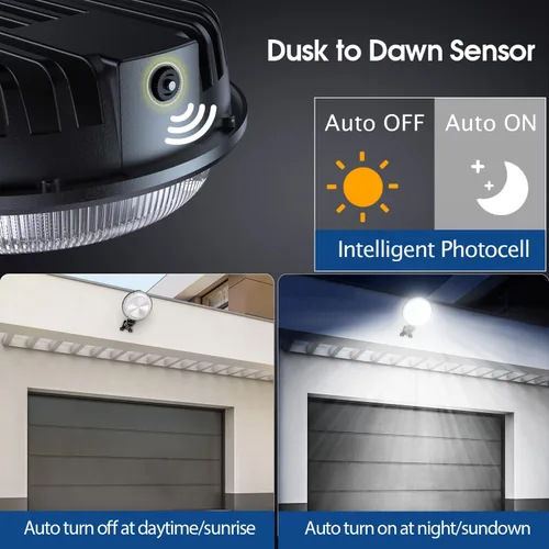 Miniatura 2 de Luz LED de granero, 150 W, 20000 lúmenes, iluminación exterior del atardecer al amanecer con fotocélula de ángulo ajustable, luz diurna de 6500 K