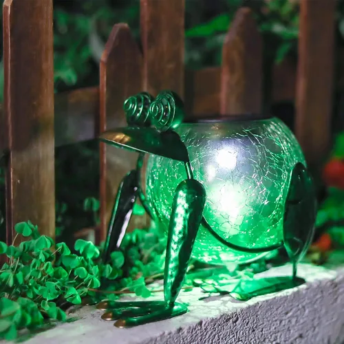 Miniatura 8 de Lámpara solar colgante para aire libre, decorativa, impermeable, rana, LED, lámpara de mesa para patio, jardín