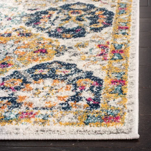 Miniatura 3 de SAFAVIEH Madison Collection - Alfombra de pasillo, 2 pies 3 pulgadas x 12 pies, color crema y multicolor, diseño bohemio desgastado elegante,