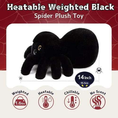 Miniatura 7 de MorisMos Peluche de Araña para Microondas, Animales de Peluche de Arañas Calentables de 1.65 Libras, Peluche Calentable Acogedor Sin Fragancia