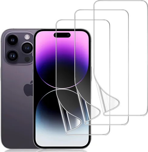 Miniatura 11 de Paquete de 3 protectores de pantalla de TPU para iPhone 15 Pro Max, película de hidrogel transparente HD transparente suave y flexible compatible