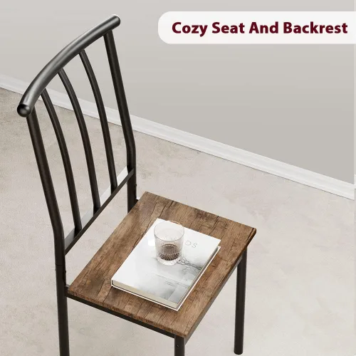 Miniatura 4 de GAOMON Juego de mesa de comedor para 4, mesa de cocina y sillas para 4 con estante para vino, juego de mesa de comedor con 4 sillas, juego de mesa