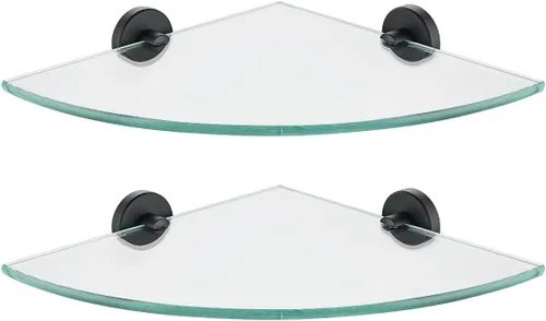 JQK TGS190L10-PB-P2 - Estante de pared flotante de acero inoxidable 304 para baño, 10 x 10 pulgadas, 2 unidades, color negro