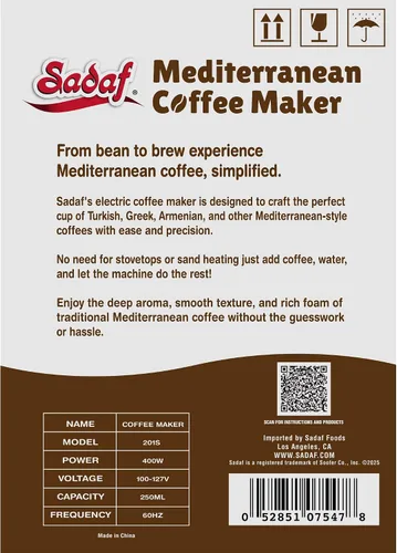Miniatura 4 de Sadaf Cafetera mediterránea One-Touch - Cafetera eléctrica turca, griega y armenia - Cafetera de acero inoxidable - Control de espuma y sensor