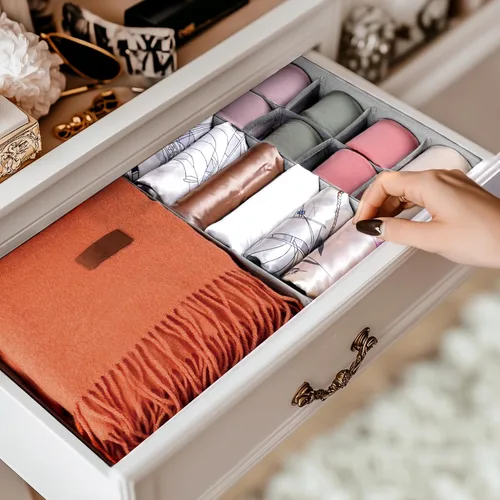 Miniatura 7 de Criusia Organizador de cajones de ropa, paquete de 8 organizadores de cómoda para ropa interior, calcetines, ropa de bebé, organizador plegable
