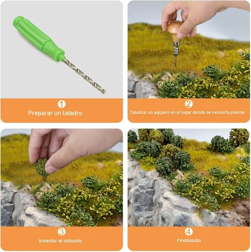 Miniatura 4 de Árboles de vegetación en miniatura con bases modelo, terreno, guerra, juegos, bricolaje, paisaje ferroviario (24 arbustos)