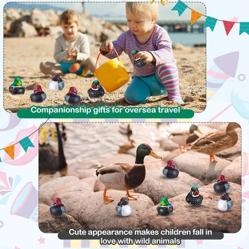 Miniatura 5 de Deekin 12 patos de goma de mazardo de 2 pulgadas con temática de pato señuelo para fiestas, patos de goma para caza de patos, cruceros, para ducha
