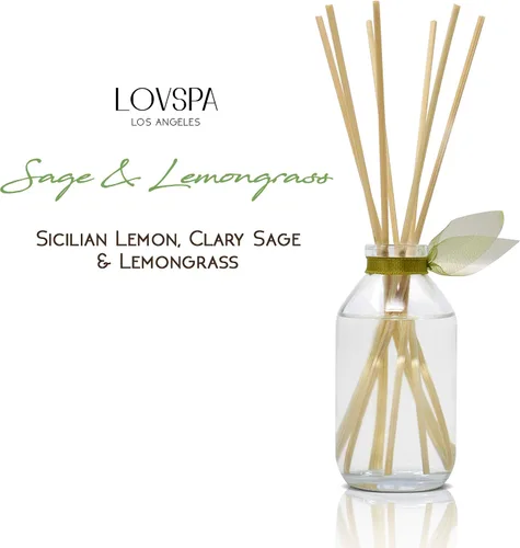 Miniatura 3 de Set de difusores de junco, difusor de aceite con aroma a salvia y hierba de limón con varillas, accesorios de fragancia para el hogar para Salvia