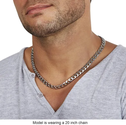 Miniatura 3 de Silvadore 9mm Miami CUBAN Link Chain for Men Necklace - NON-TARNISH & FADE-PROOF Real Silver Stainless Steel - Boys Mens Christmas Gifts - Thick Big