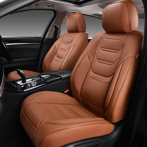 Miniatura 11 de TIEHESYT Fundas de asiento delantero de automóvil color rosa, par de fundas de cuero transpirable para asientos delanteros y reposacabezas, funda