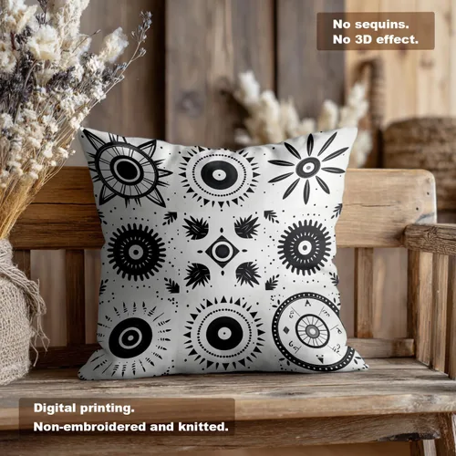 Miniatura 6 de Geometric Patterns Throw Pillow Covers, Black and White Designs Cushion Cases Digital Blended Hidden Zipperl Decorative Pillow Covers Square 16X16