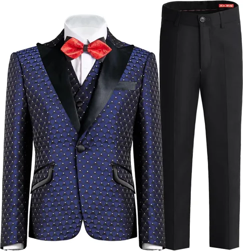 Miniatura 2 de ELPA ELPA Traje de esmoquin para niños, esmoquin floral ajustado para niños, esmoquin formal para graduación, Halloween, fiesta de Navidad