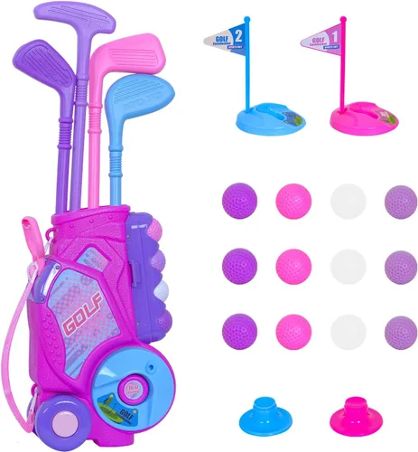 Miniatura 12 de Nattork Juego de golf para niños y niñas de 1, 2 y 3 años, carrito de golf mejorado para niños con 4 palos y 12 pelotas, juguete deportivo para Azul