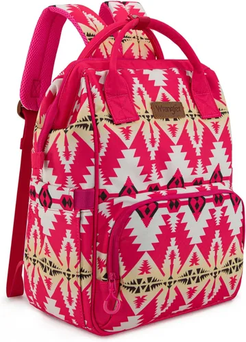 Mochila para pañales Montana West Wrangler Callie con correas para cochecito, patrón occidental, multifunción, bolsa de viaje para bebé Tt-rosa