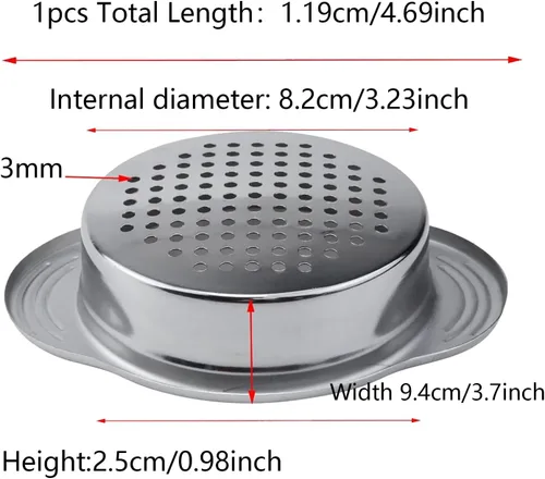 Miniatura 2 de Colador de acero inoxidable duradero de 4.69 pulgadas, tapa de prensa de metal, filtro de atún, colador de latas para colar de cocina, drenaje