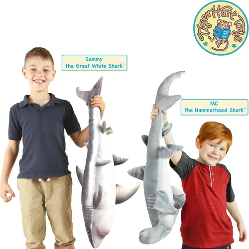 Miniatura 7 de TigerHart Sammy The Shark - Peluche de 36 pulgadas de largo, color blanco