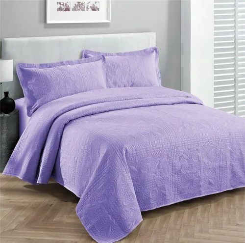 Miniatura 3 de Colección Fancy Juego de Colcha de Lujo con Sobrecama y Cubierta de Cama con Relieve Sólido Blanco Nuevo Tamaño Extra Grande Full/Queen