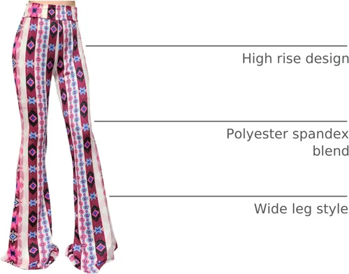 Miniatura 145 de ShopMyTrend - Pantalones de yoga largos con piernas anchas y acampanadas estilo palazzo, con cintura alta, para mujer