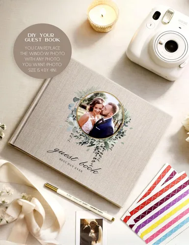 Miniatura 7 de Libro de invitados de boda, Libro de invitados para recepción de boda, Libro de invitados Polaroid para boda de 100 páginas en papel con tapa dura