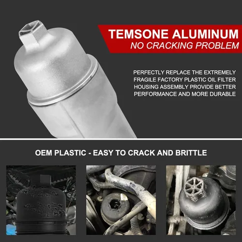 Miniatura 3 de 926-959 Kit de carcasa de filtro de aceite de motor de aluminio completo con enfriador de aceite con juntas y sensores Compatible con 2017-2018 Tapa