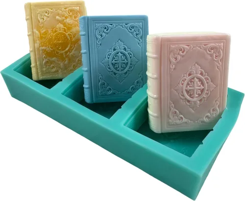Miniatura 12 de Molde de jabón de silicona de dos libros, moldes de cera de vela hechos a mano, molde de silicona para pastel de mousse de chocolate, gelatina