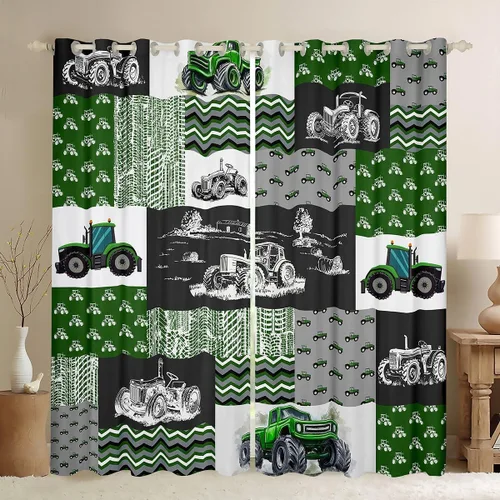 Miniatura 20 de Erosebridal - Paneles de cortina con notas musicales retro rotantes para ventana, cortinas estilo grunge de música rock para niños y adultos