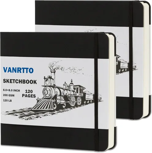 Cuaderno de bocetos de tapa dura, cuaderno de bocetos cuadrado con papel de dibujo grueso de 120 libras/200 GSM, 120 páginas/60 hojas, bloc de