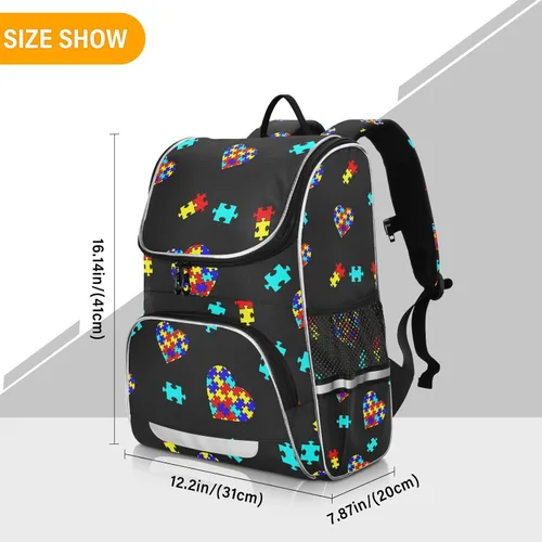 Miniatura 3 de Mochila con tira reflectante para niños y niñas, bolsa de escuela primaria, correa extraíble para el pecho, autismo, Bolsa de libros