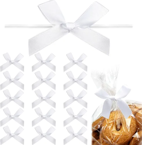 Miniatura 19 de Gejoy 100 mini lazos de oro macizo de 2.6 pulgadas para envolver regalos, lazos de satén preatados, bolsas de manualidades para bodas, cumpleaños