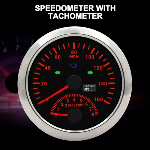 Miniatura 4 de KAOLALI Velocímetro GPS de 3.346 in 0-160MPH con tacómetro calibre 0-8000RPM para coche, barco, motocicleta, camión, medidor de velocidad